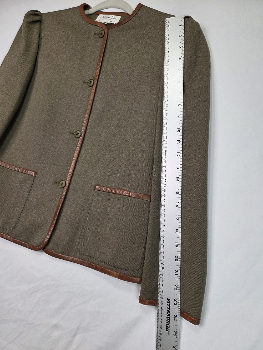 VTG Christian Dior Sportswear Pantsuit Jacket & Pants Leather Trim Size 8 - Picture 9 of 16